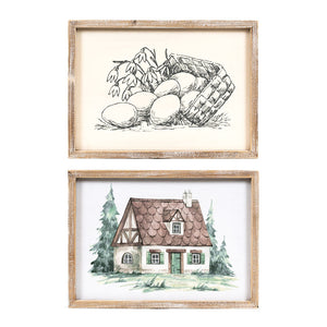 Basket/Cottage Reversible Wood Sign
