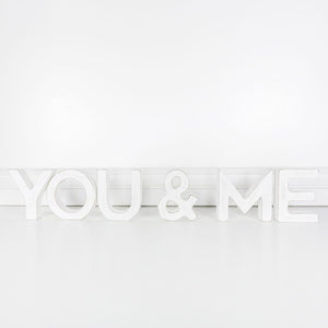 "You & Me" White Wood Cutout