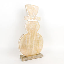 Load image into Gallery viewer, Handcrafted Mango Wood Snowman Cut Out - Neutral Home Decor.
