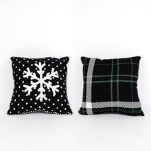 Load image into Gallery viewer, Plaid Christmas Pillow. Snowflake Decor. Christmas Home Decor

