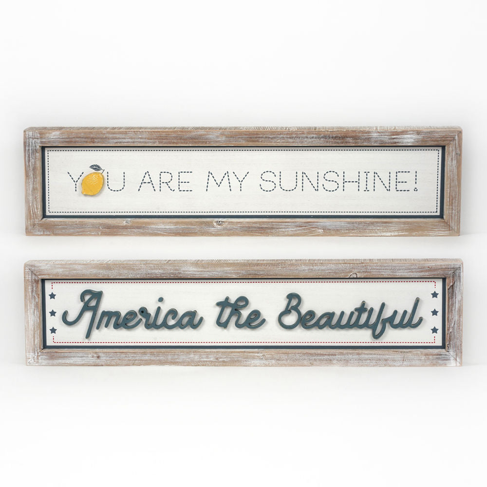 You Are My Sunshine America the Beautiful Reversible Wood Framed Sign