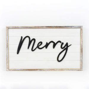 Welcome to Our Chaos Merry Reversible Wood Framed Shiplap Sign 