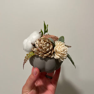 Mini Floral Pumpkin - Gray and Soft Rose