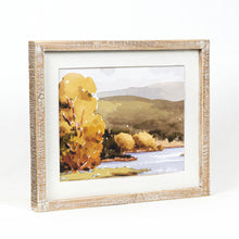 Load image into Gallery viewer, Fall Leaves/Autumn Landscape Reversible Wood Framed Sign
