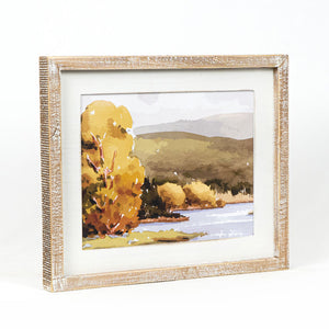 Fall Leaves/Autumn Landscape Reversible Wood Framed Sign