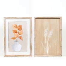 Load image into Gallery viewer, Fall Leaves/Wheat Reversible Wood Framed Sign
