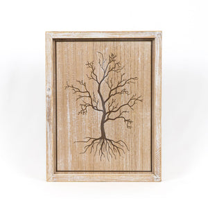 Tree/Leaf Engraved  Reversible Wood Framed Sign