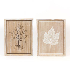 Tree/Leaf Engraved  Reversible Wood Framed Sign