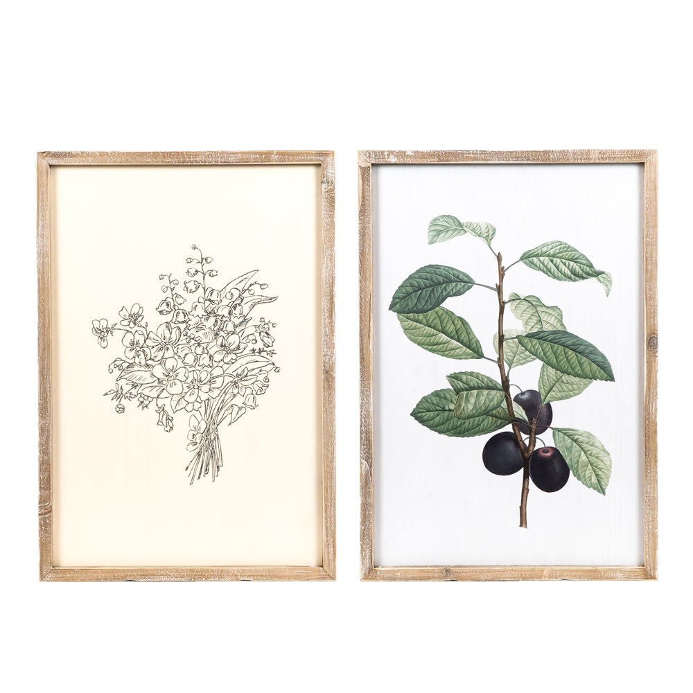 Flowers/Fruit Reversible Wood Sign