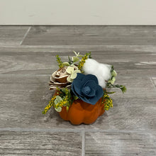 Load image into Gallery viewer, Mini Floral Pumpkin - Blue and Natural
