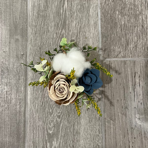 Mini Floral Pumpkin - Blue and Natural