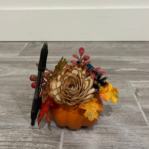 Mini Floral Pumpkin - Turquoise and Orange