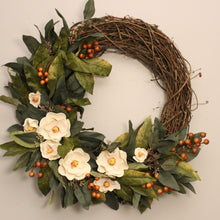 Load image into Gallery viewer, Autumn Magnolias Wreath: Sola Wood Flowers Arrangements &amp; Centerpieces
