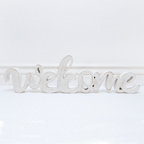 Welcome Guests with a charming White Wood Cutout