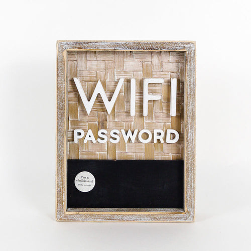 Wood Framed Bamboo WiFi Password Sign