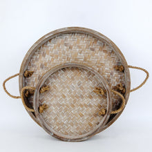 Load image into Gallery viewer, Round Bamboo Tray Set
