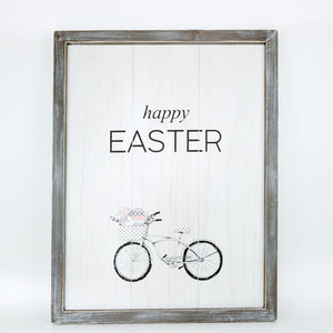 Happy Easter Spring Reversible Wood Sign