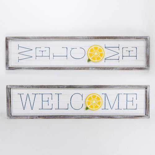 Welcome with Lemons Reversible Wood Framed Sign