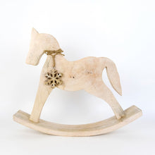 Load image into Gallery viewer, Handcrafted Mango Wood Rocking Horse Cut Out - Neutral Home Decor.
