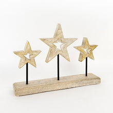 Load image into Gallery viewer, Handcrafted Mango Wood Star Cut Out Stand - Neutral Home Decor
