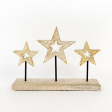 Load image into Gallery viewer, Handcrafted Mango Wood Star Cut Out Stand - Neutral Home Decor
