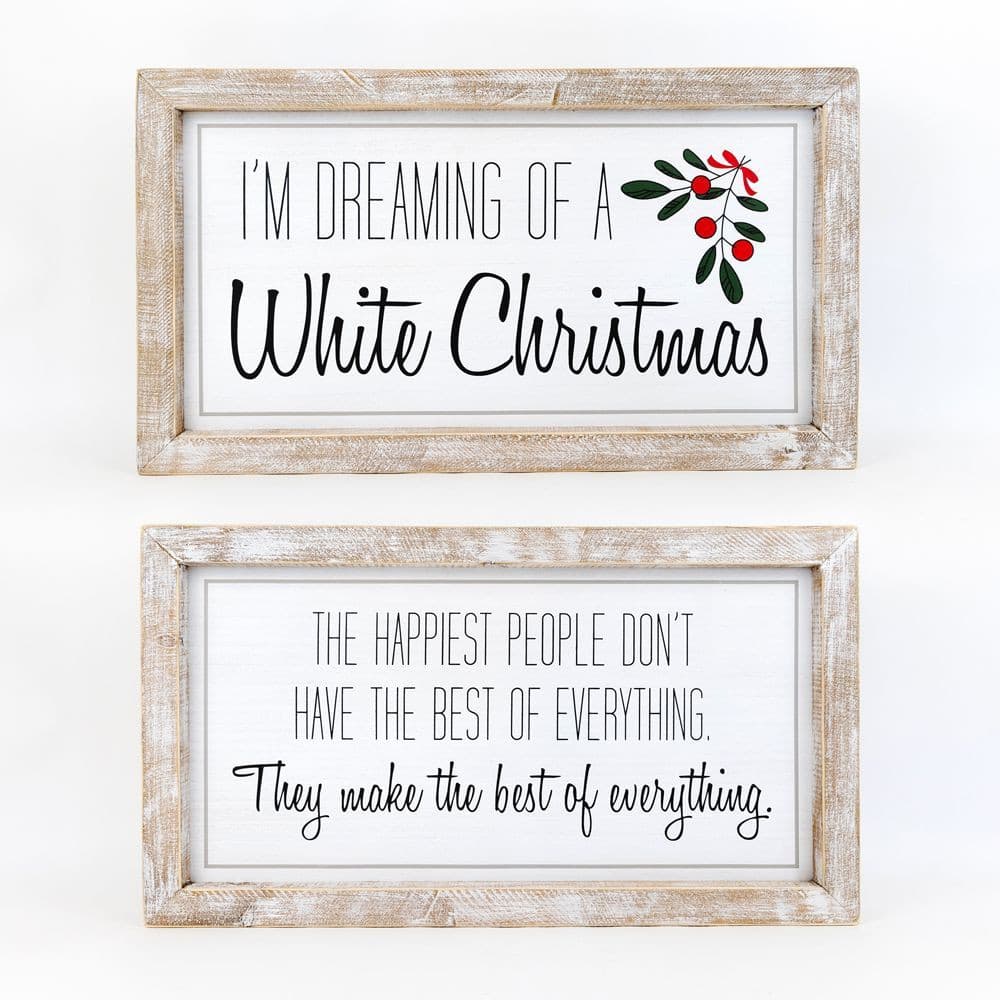 White Christmas Happiest People Wood Framed Sign