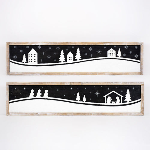 Nativity/Village Christmas Decor - Reversible Wood Signs