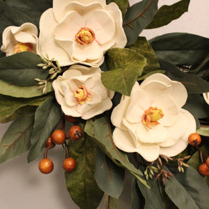 Autumn Magnolias Wreath: Sola Wood Flowers Arrangements & Centerpieces