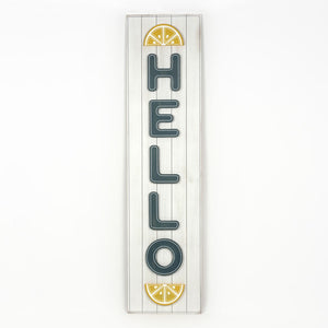 Hello/Flag Reversible Wood Sign