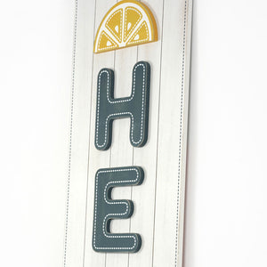 Hello/Flag Reversible Wood Sign