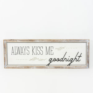 Reversible "Merry Christmas & Always Kiss Me Good Night" Wood Sign
