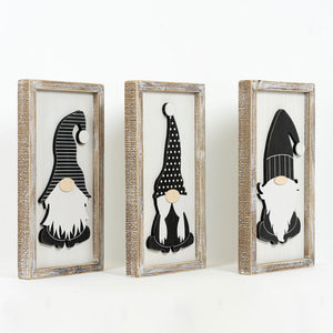 Gnomes and Stems Reversible Wood Framed Sign