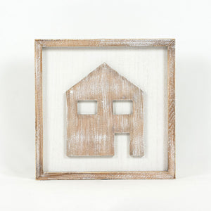 "Deer House" Reversible Wood Framed Sign