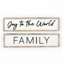 Load image into Gallery viewer, &quot;Joy to the World Family&quot; Reversible Wood Framed Shiplap Sign
