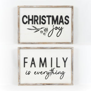 Christmas Joy Family Reversible Wood Framed Shiplap Sign