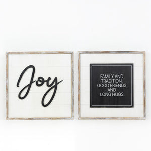 "Joy Family" Reversible Wood Framed Shiplap Sign