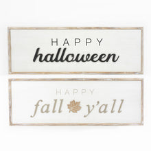 Load image into Gallery viewer, Happy Fall Halloween Reversible Wood Framed Sign

