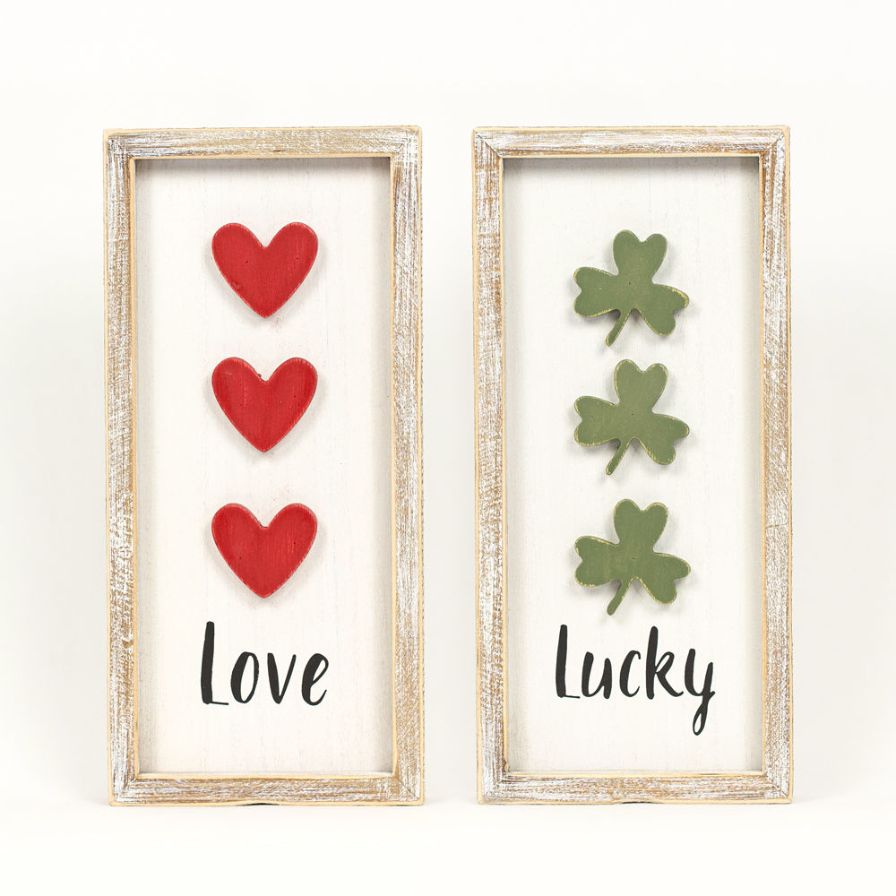 Love & Lucky Reversible Wood Framed Sign