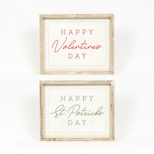 Happy Valentine's St. Patrick's Day Reversible Wood Framed Sign